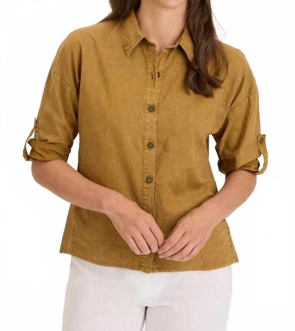 NEW XCVI carrie button up top in distress wash copper